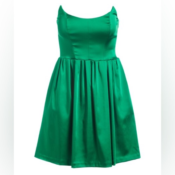 Amanda Uprichard Green Strapless Addie A-Line Dress